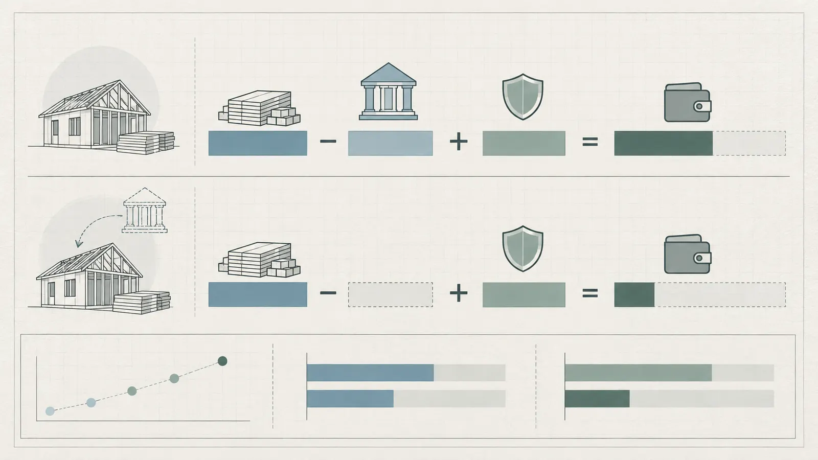 Illustrative cash-exposure formula and sensitivity cases for a material deposit