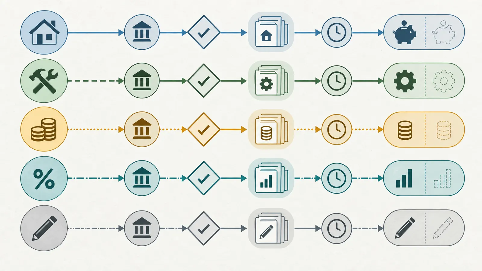 Decision map separating base scope, lender contingency, interest reserve, owner changes, and retained cash