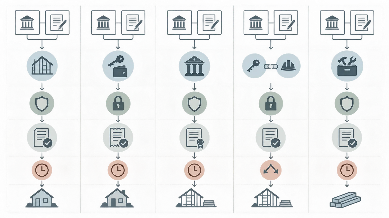 Five construction draw routes compare recipient, control point, proof, timing risk, and next handoff