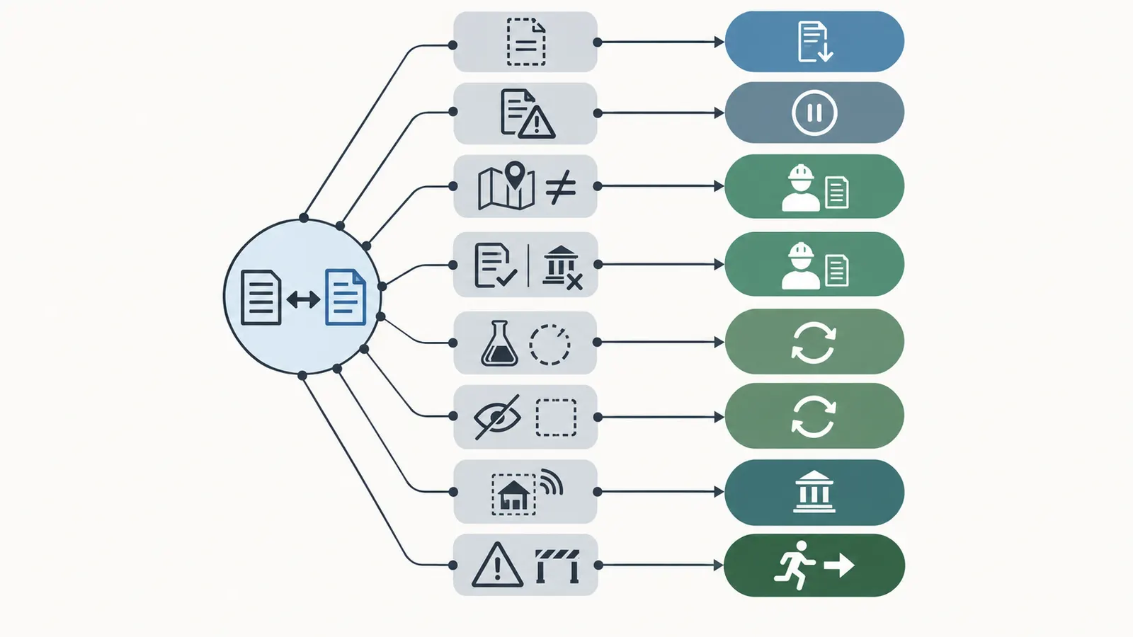 Failure-routing map for missing, conflicting, incomplete, remote, or unsafe inspection records