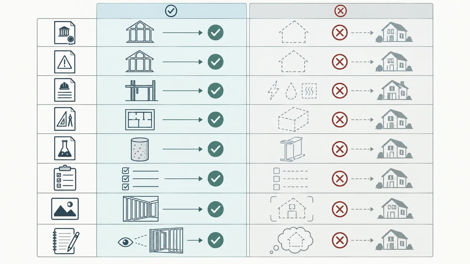 Evidence comparison separating AHJ results, special-inspector reports, professional records, builder checklists, photos, and homeowner notes