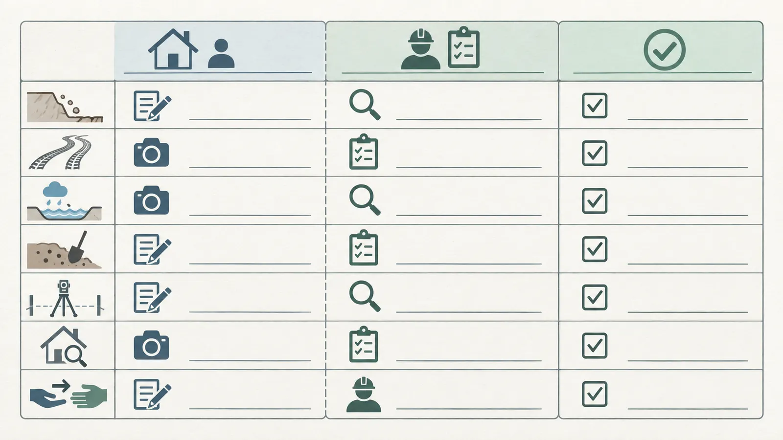Stop-and-resume card comparing homeowner records with responsible answers and closure records