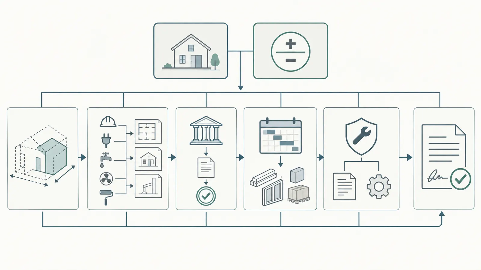 Decision map tracing a bid alternate from base scope and price through interfaces, approvals, schedule, warranty, and handoff.