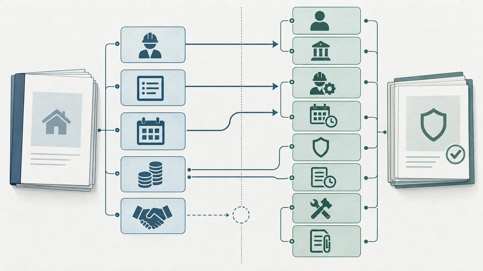 Side-by-side audit view comparing an original contractor proposal with a replacement evidence packet
