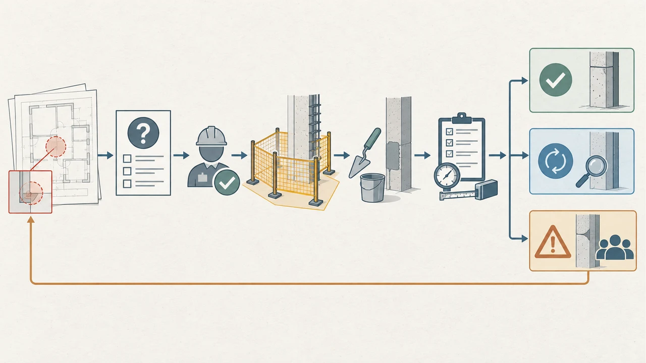 Correction and verification handoff from defined question through evidence-backed closeout