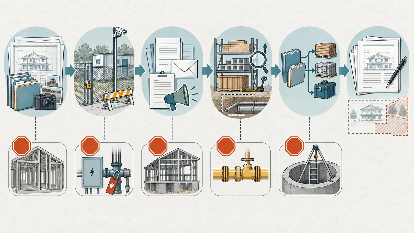 Safe transition sequence from record freeze and site control through notices, inventory and successor acceptance