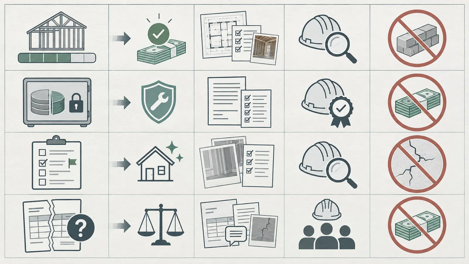 Comparison ledger separating earned progress payment, contractual retainage, punch-list holdback, and disputed invoice with its release evidence and responsible verifier