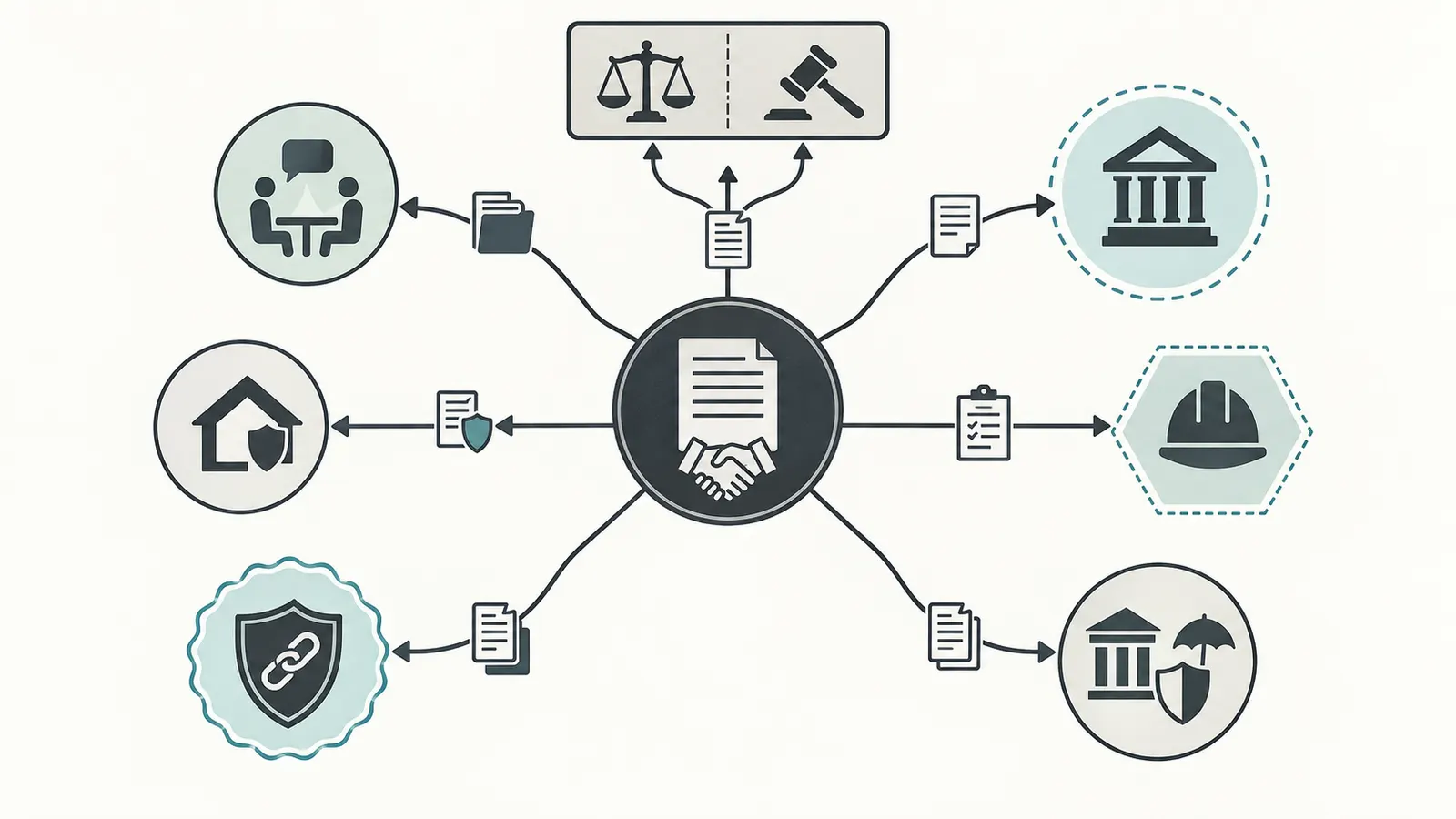 Remedy map separating private contract enforcement from licensing, code, warranty, bond and insurance routes.