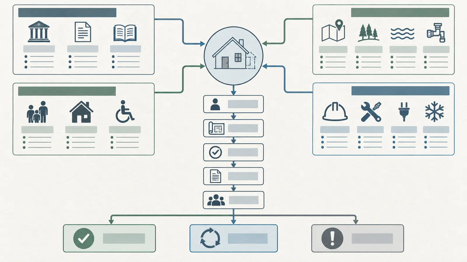 Plan-freeze handoff record connecting verified inputs and conditional items to architect, builder, authority and next gate