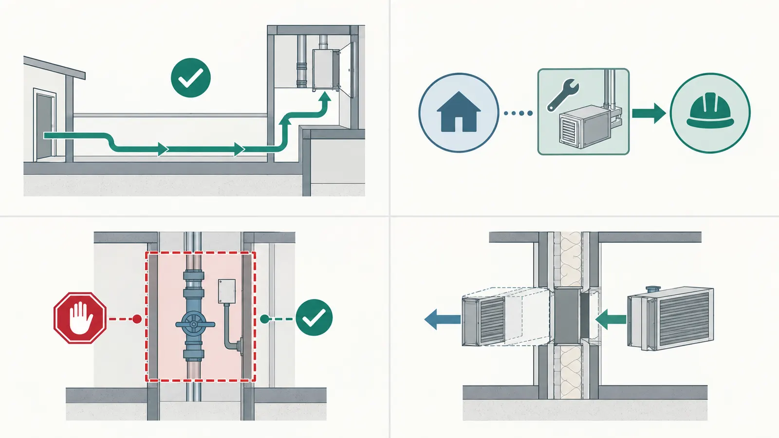 Four access review gates comparing reachable, assigned, safely serviceable, and replaceable outcomes