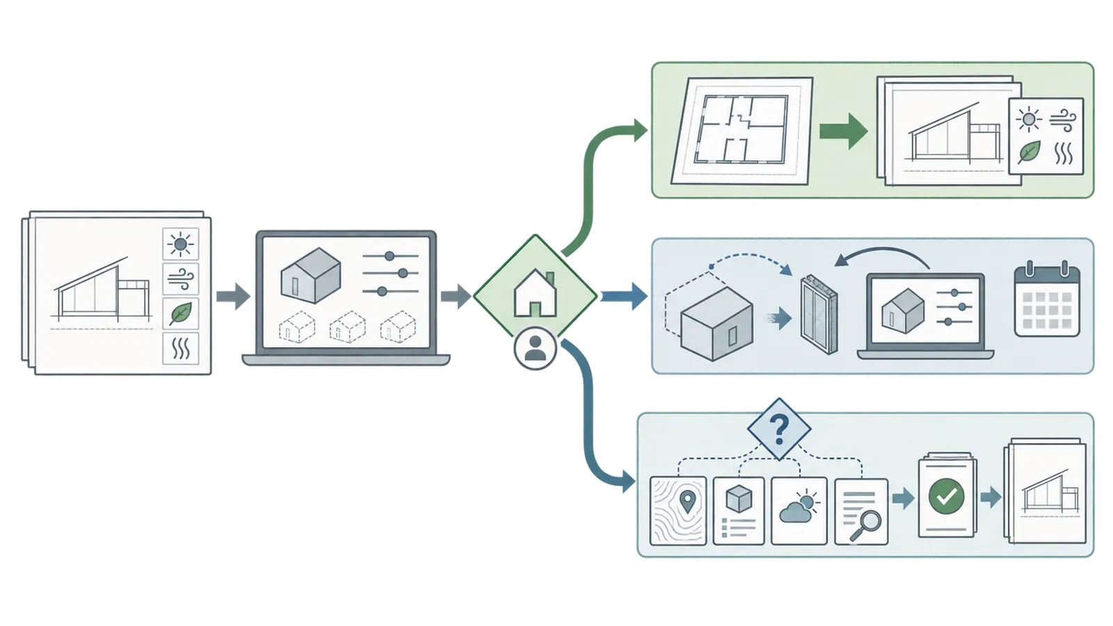 Three-branch decision map for freezing, revising or obtaining more evidence with the next project handoff