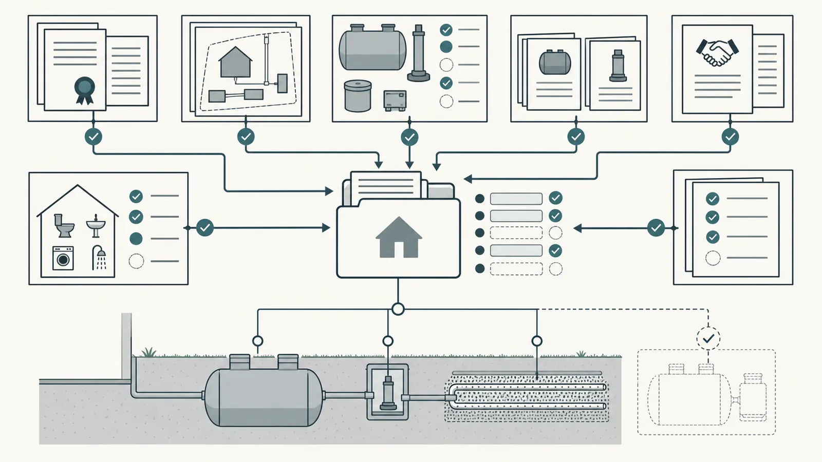 Record packet diagram linking permit, as-built, equipment, duties and service history
