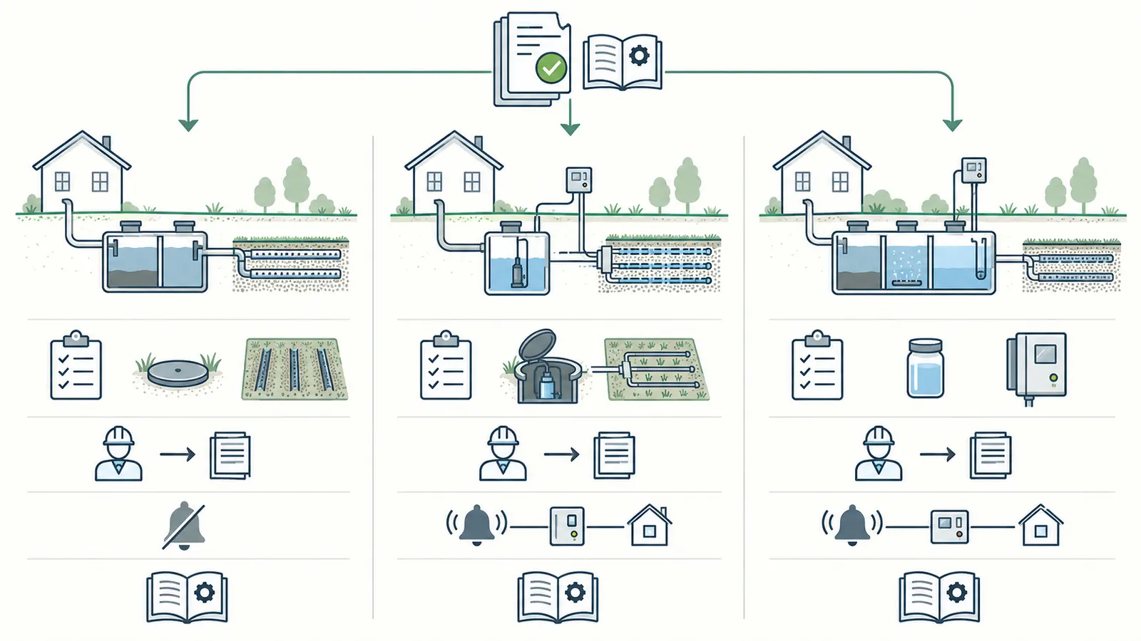 Comparison of conventional, pump-assisted and advanced septic ownership branches