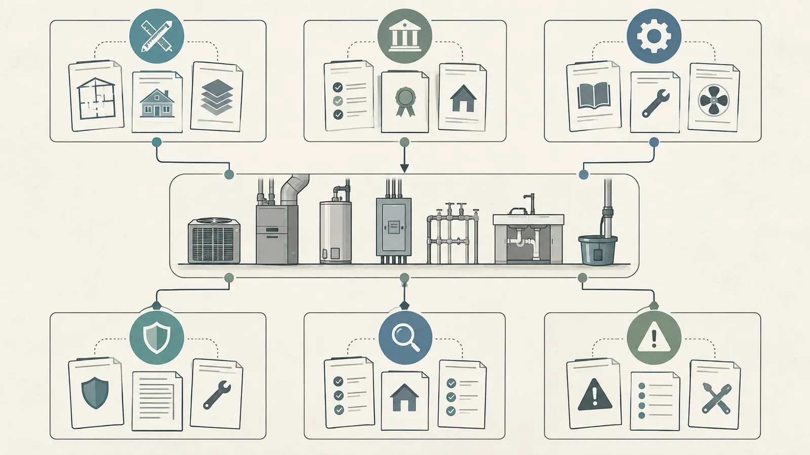 A document map separating scope, authority, operation, protection, verification, and unresolved work