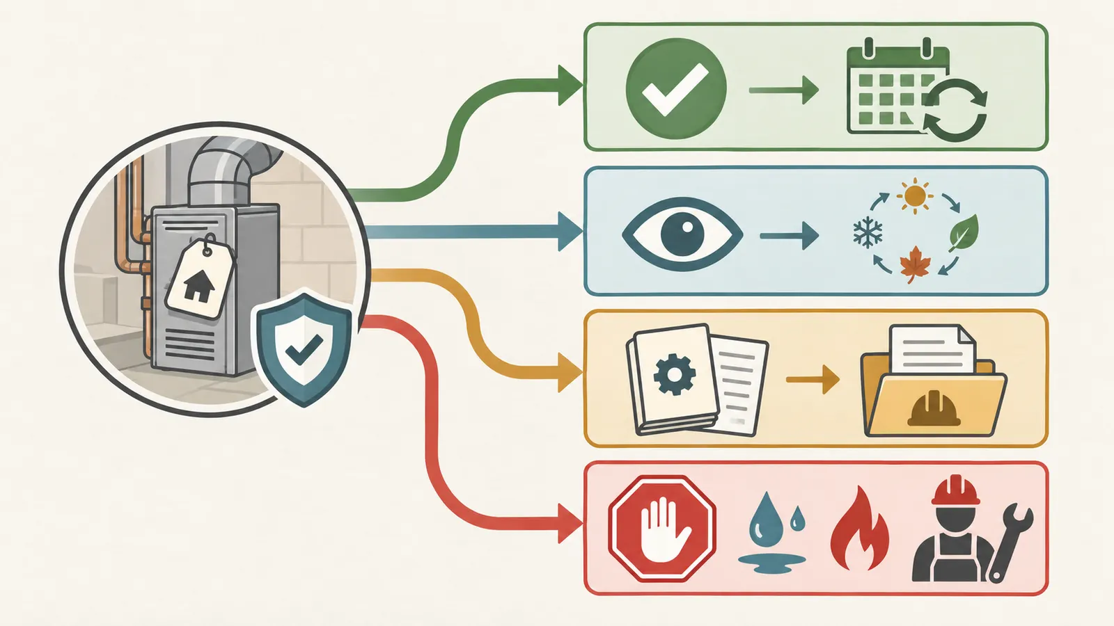 Four-state release gate routing renovation records to ready, seasonal, pending-evidence, or do-not-release