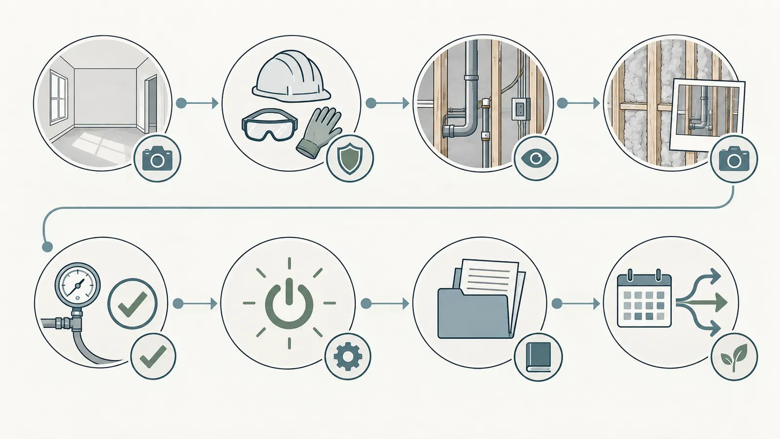 Eight renovation verification gates compared with the evidence each gate should produce