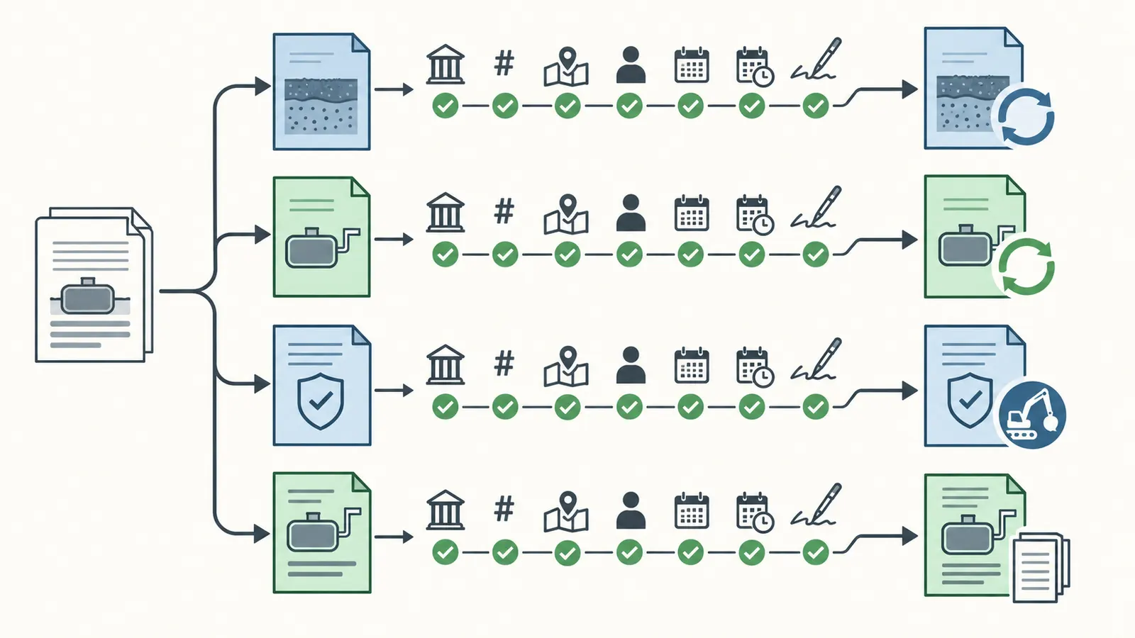 Decision map for classifying a vacant-land septic document before relying on it
