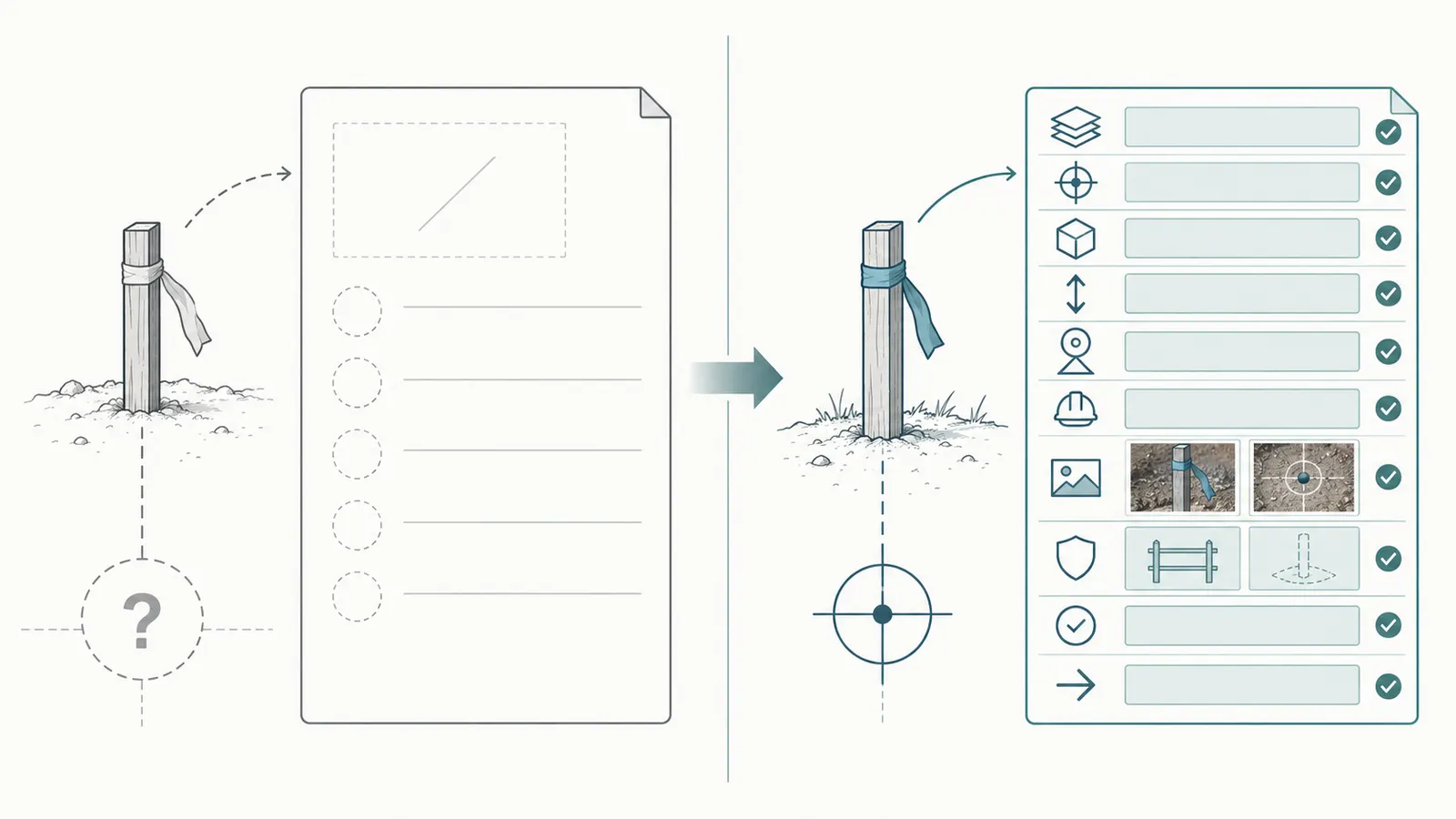 Record map comparing a visible mark with its plan source, meaning, owner, evidence and next handoff.