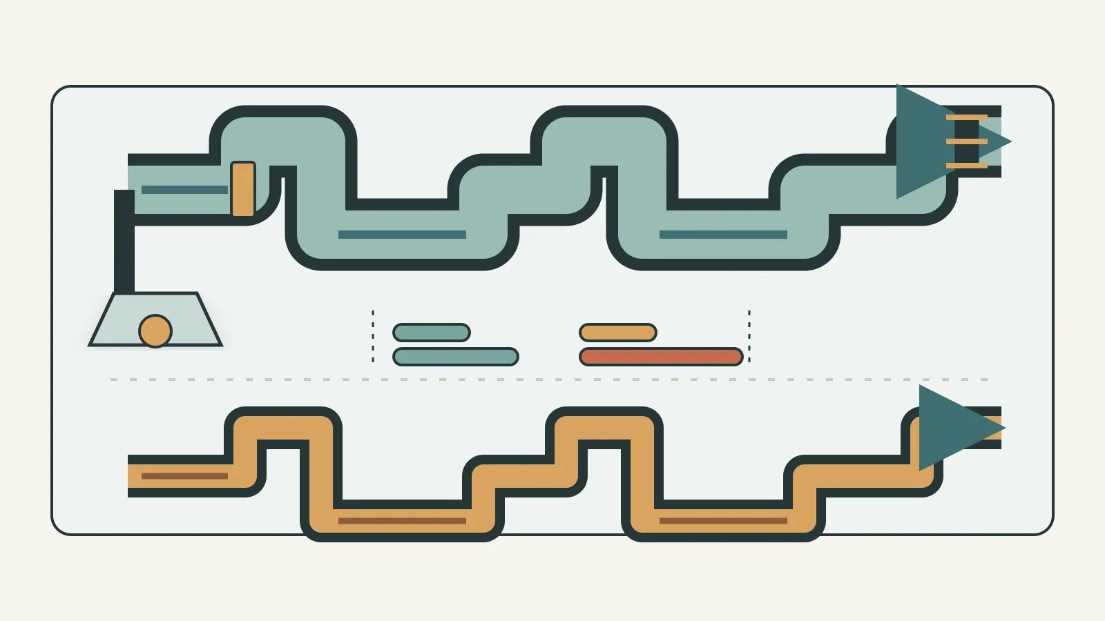 Technical cutaway comparing wide and narrow hood ducts across bends and an exterior termination