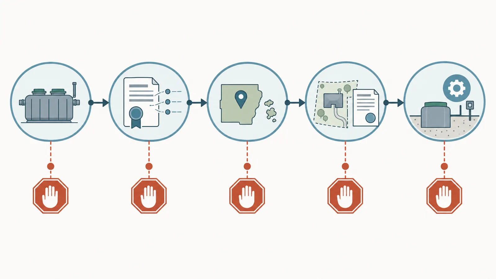 Decision map linking exact model identity, certification, state approval, site permit, and operating authorization.