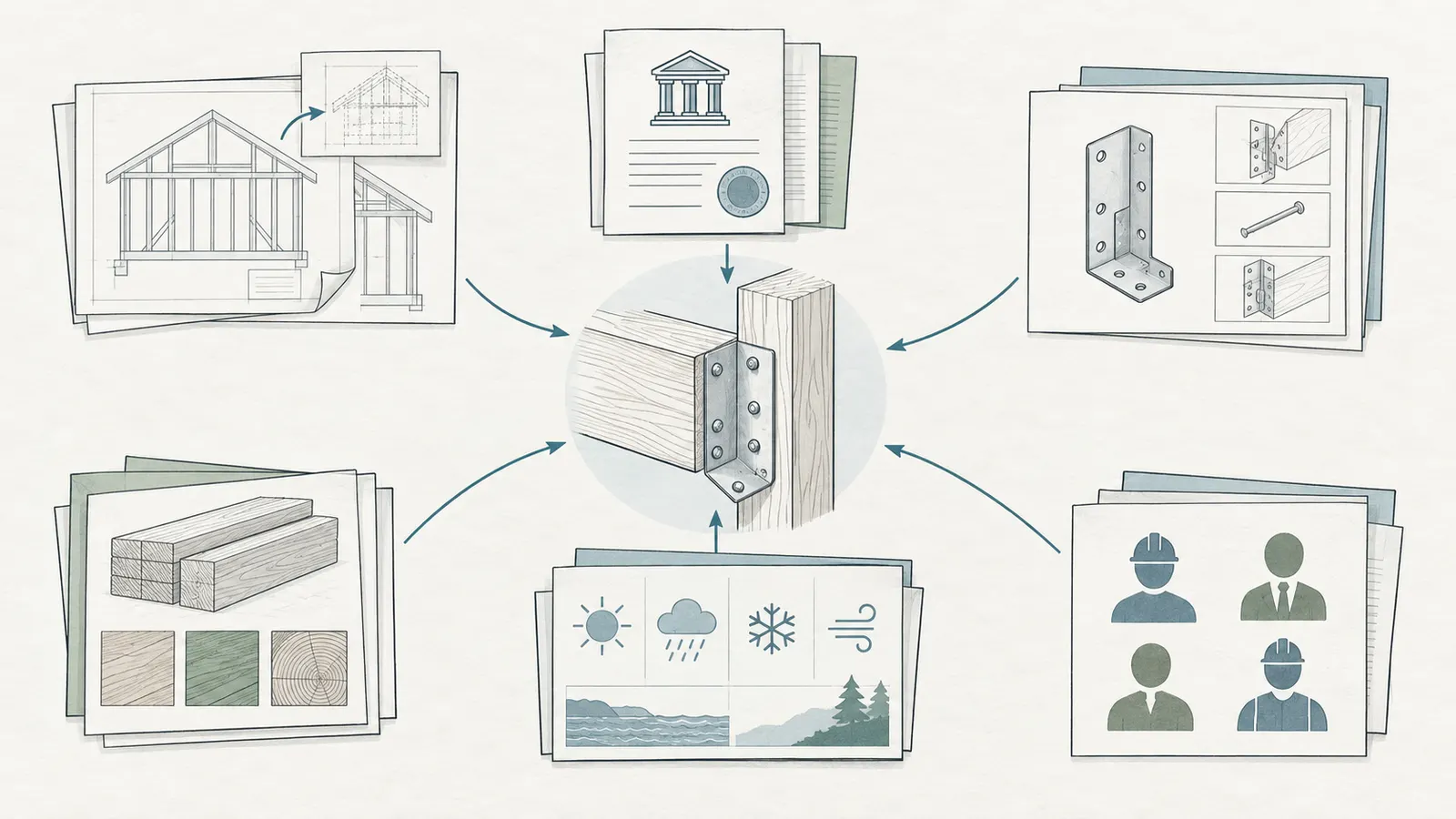 Layered verification packet showing drawings, local permit, product instructions, materials, exposure and responsible parties