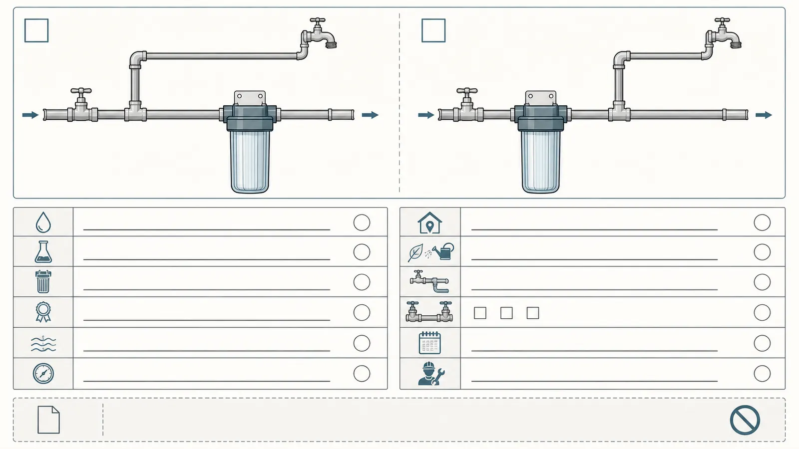 Homeowner worksheet for documenting filter branch and backflow protection