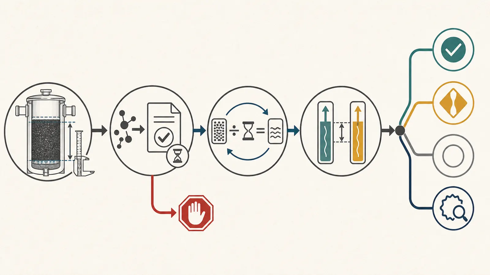 Decision map reverse-solving maximum flow from media volume and a documented EBCT basis
