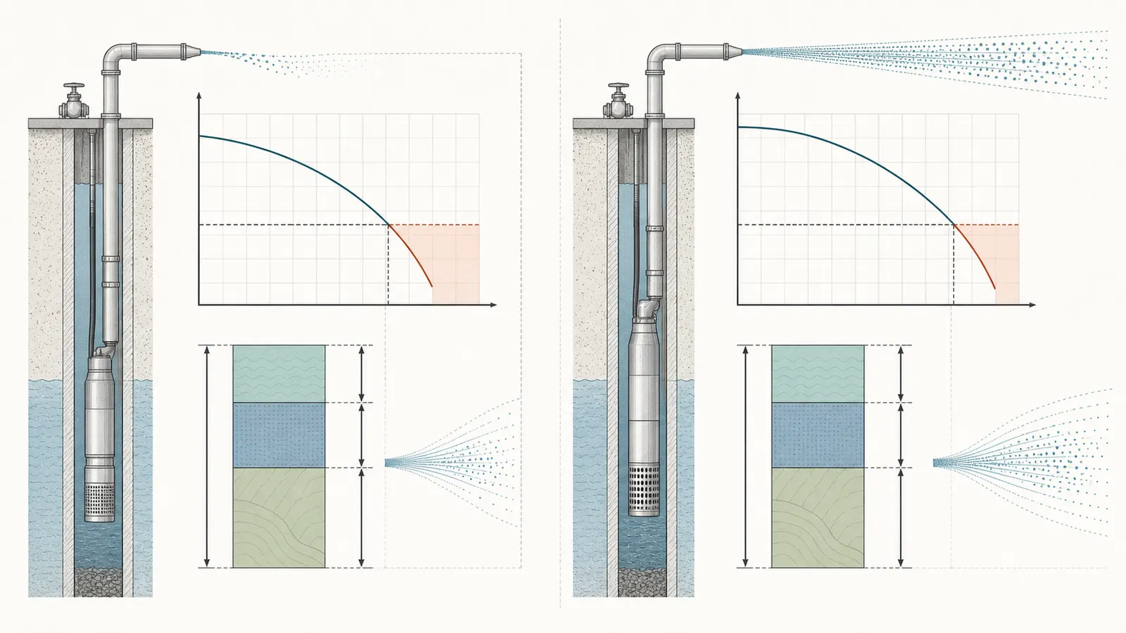 Comparison of an old and replacement pump at the same total dynamic head