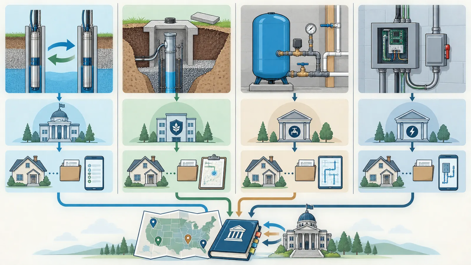 Comparison of like-for-like pump replacement, well alteration, tank work, and electrical or plumbing work