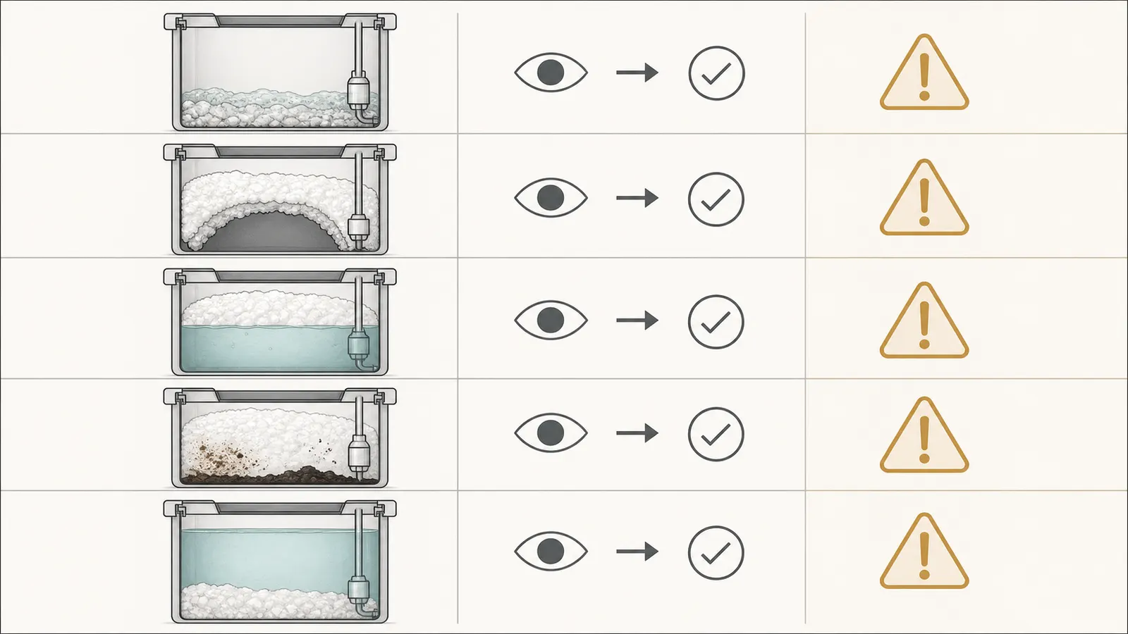 Diagnostic matrix contrasting mush, normal brine, sediment, bridge, and standing water