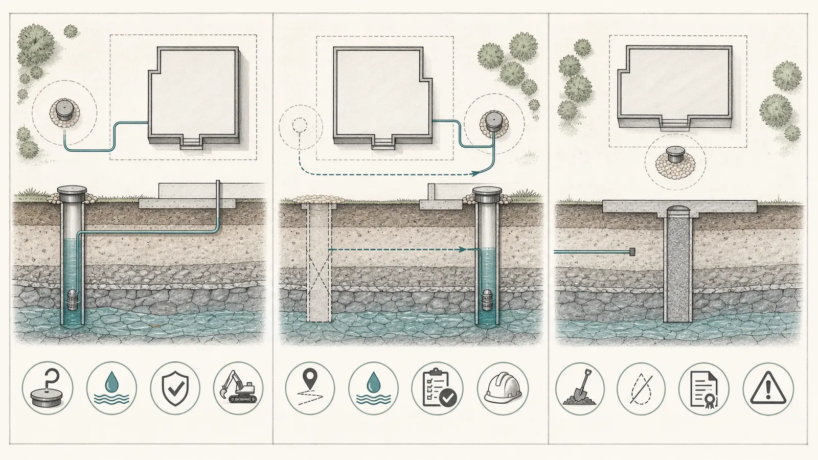 Comparison of moving the project, relocating the well, and decommissioning an unused well