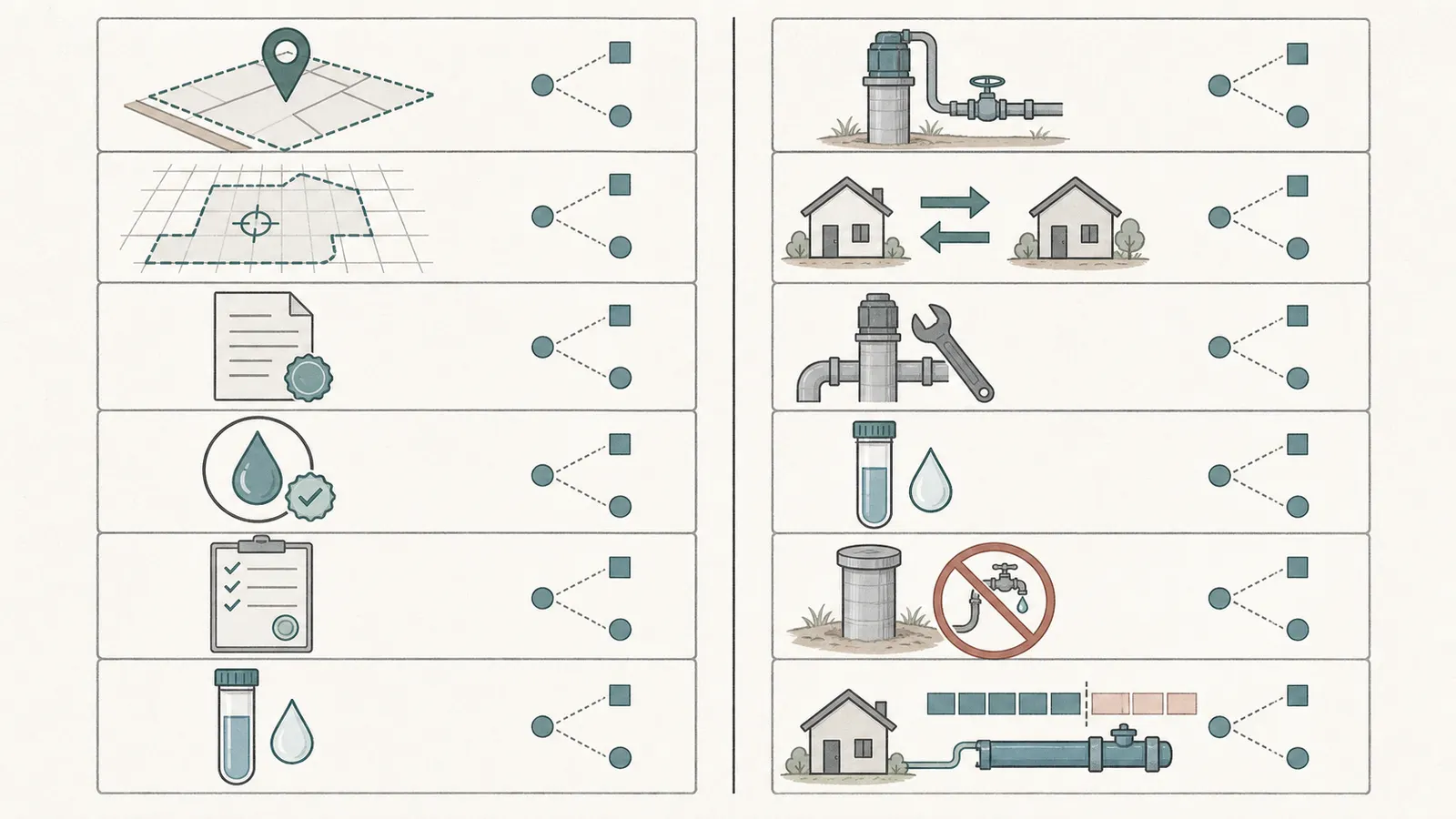 Comparison of drilling a new well and retaining an existing well after public service becomes available