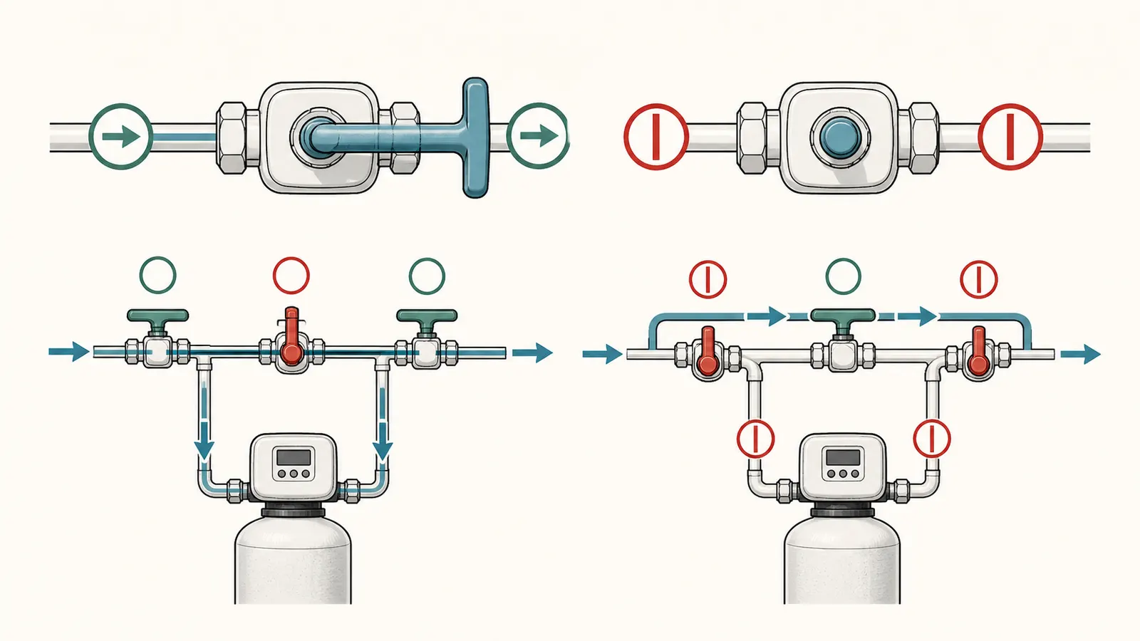 Cutaway of separate public and private water piping with no cross-connection