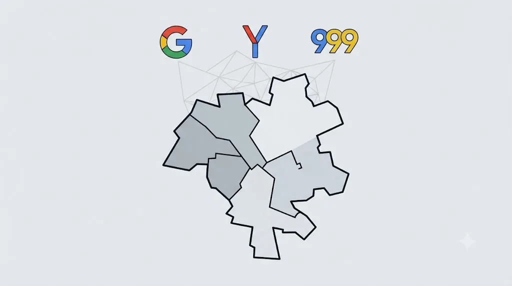 Ilustrație cu harta sectoarelor Chișinăului și platformele locale relevante pentru căutare