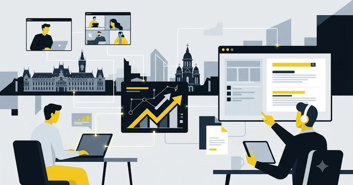 Ilustrație cu o hartă a Iașului și un marker de locație deasupra unui rezultat de căutare Google