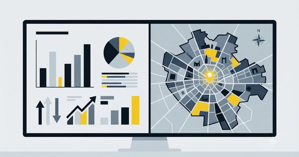 Ilustrație cu un audit SEO afișat pe un ecran, cu harta Chișinăului în fundal