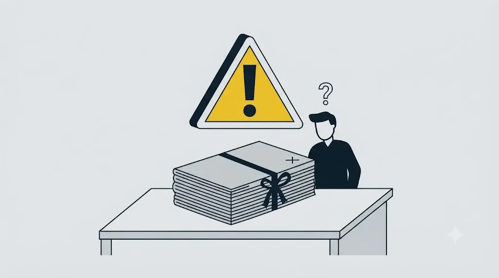 Ilustrație cu un semn de avertizare deasupra unui raport de audit SEO neglijat