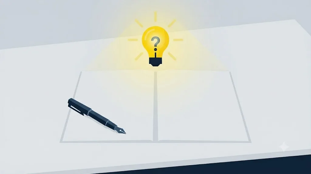 Ilustrație cu un contract și un bec aprins deasupra, simbolizând întrebările de pus înainte de semnare