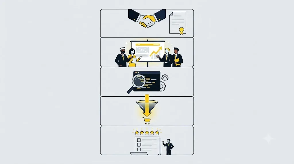 Ilustrație cu o listă de verificare pentru a recunoaște o firmă SEO serioasă din Chișinău
