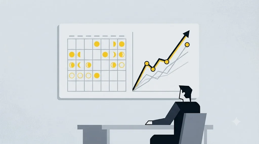 Ilustrație cu un calendar și un grafic de creștere care arată durata tipică a rezultatelor SEO