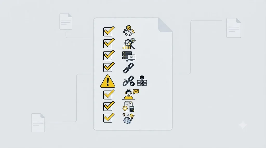 Ilustrație cu o listă de verificare pentru a recunoaște o firmă SEO serioasă din Iași
