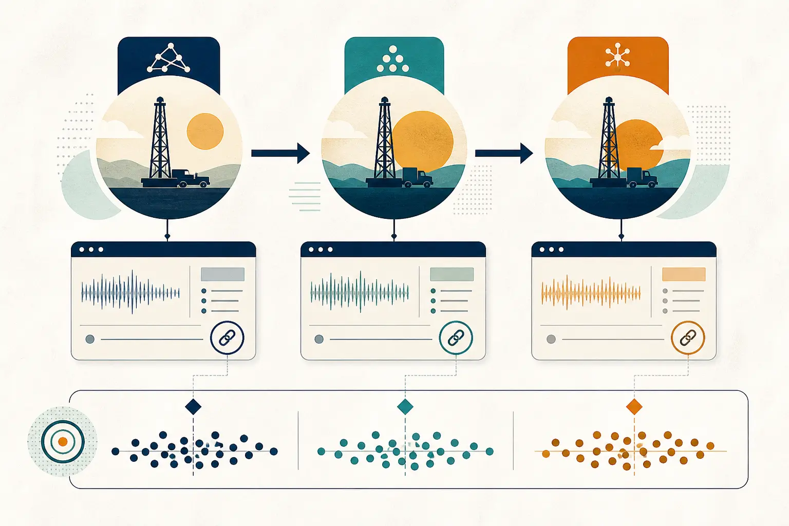 Illustration of repeated AI answer visibility runs for a well contractor