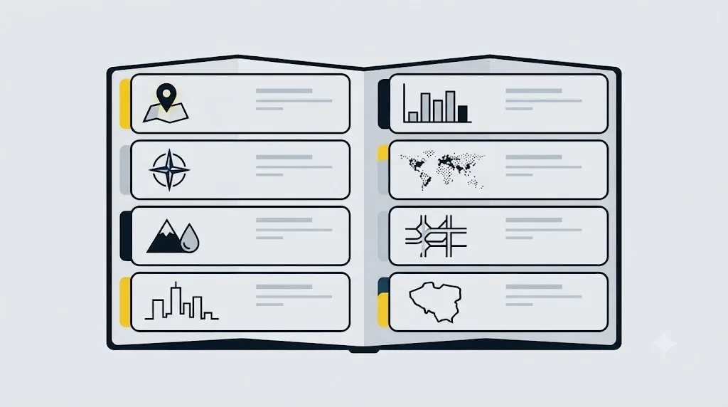 Illustration af en ordliste med centrale begreber inden for generative engine optimization