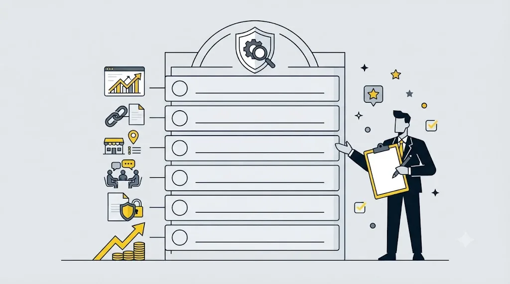 Illustratie van een controlelijst voor het herkennen van een betrouwbaar SEO bureau