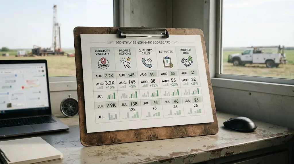Illustration of well drilling google maps benchmark
